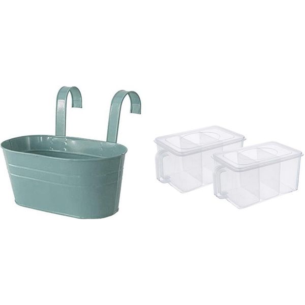 

hanging plant pots flower bucket with double hook ornaments 2 pack plastic storage containers bottles & jars