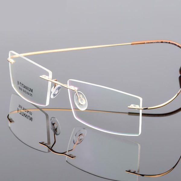 

fashion sunglasses frames memory titanium flexible rimless eyeglasses lightweight optical glasses frame computer spectacle clear lens 5018, Black