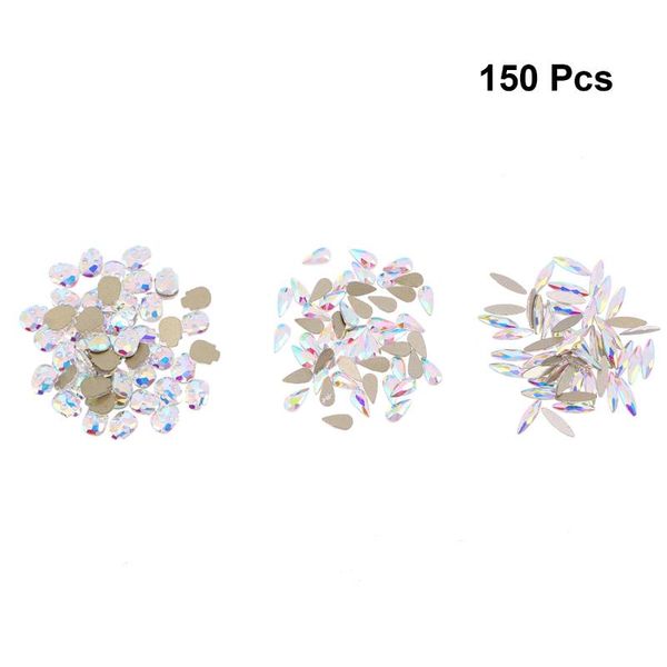 

nail art decorations 150pcs rhinestones flat back crystal for phone stationary diy (marquise, skullcandy and water drop), Silver;gold