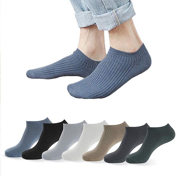 

men's socks invisible spring style solid color cotton boat silicone non-slip drawstring shallow mouth men, Black