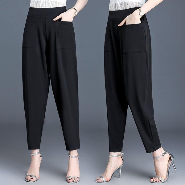 

women's pants & capris 2021 arrival women high waist beam feet harem office ladies casual pocket fashion suit trousers pantalon femme t, Black;white