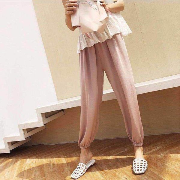 

women's pants & capris summer fall loose casual women ankle-length fashion solid color trend mid waist thin lantern bloomers 2021, Black;white