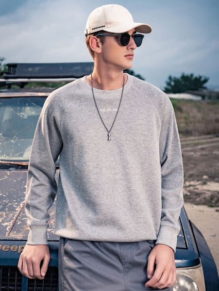 

men slogan graphic raglan sleeve pullover f4dj#, Black