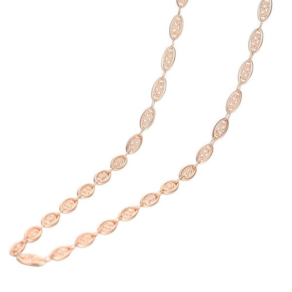 

4mm oval patterded women 585 rose gold necklace short long chain chains, Silver