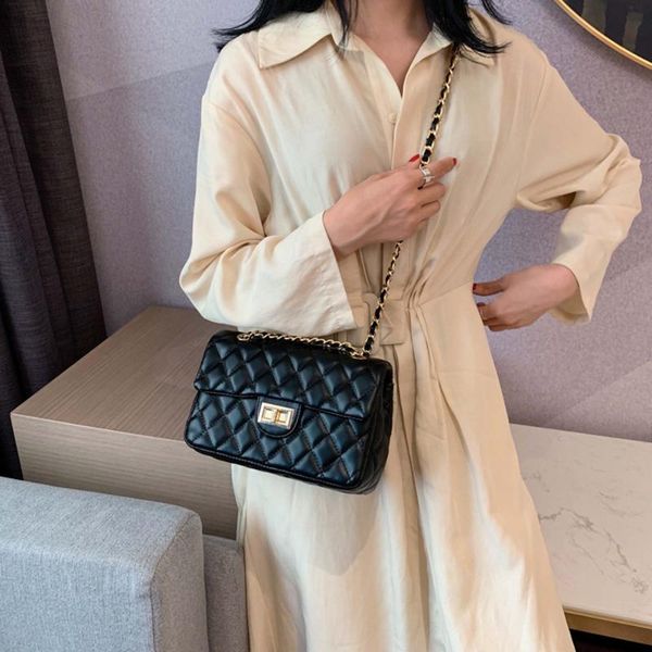 

evening bags bag for women shoulder messenger wild net red texture small square chain black