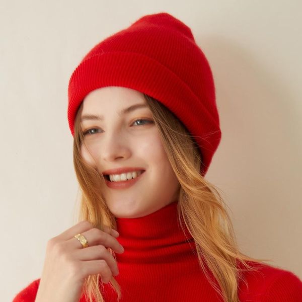 

beanie/skull caps 100% cashmere and wool knitted women's winter hat beanies female fashion skullies casual soft thicken warm hats girls, Blue;gray