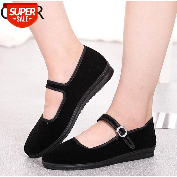 

women fabric flats autumn loafers ladies buckle strap black mary janes casual mother shoes female comfort breathable footwear #il1r