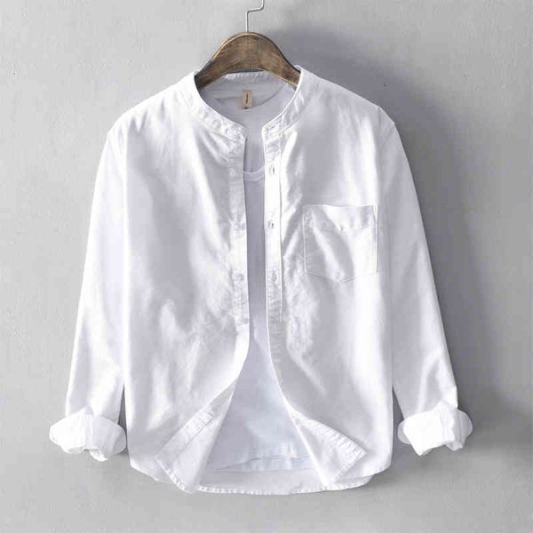 

men's t-shirts arrival 100% cotton oxford brand fashion white shirts for men stand collar solid shirt mens chemise camisa cvap, White;black