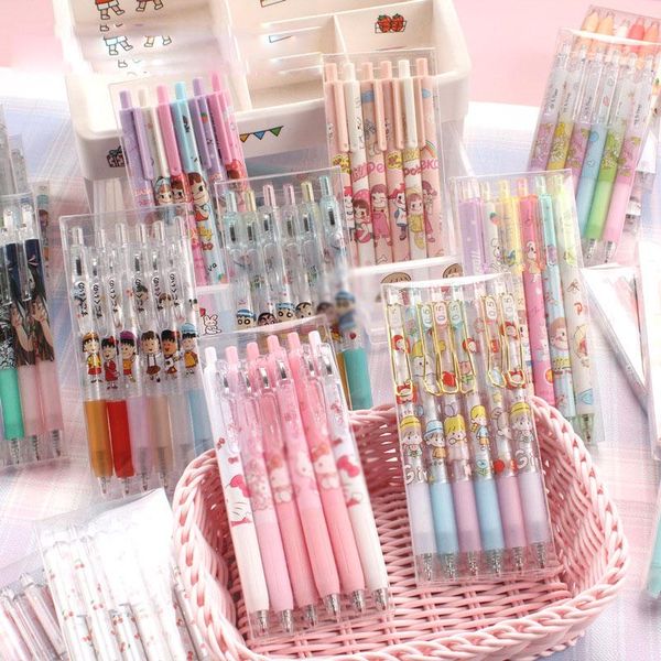 

gel pens 36 pcs/lot cartoon press pen set cute 0.5 mm black ink signature promotional gift stationery school supplies