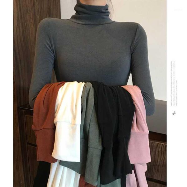 

ladies high collar full sleeves western style solid color simple inner sweater 4 colors women's sweaters, White;black