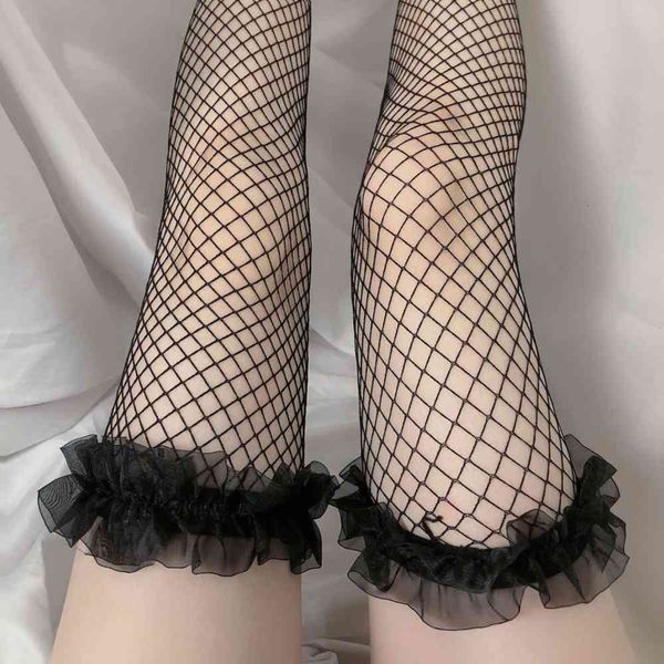

stockings lace long fun slim high silk transparent knee socks, Black;white