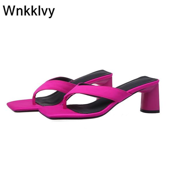 

slippers chunky high heel flipflops vocation beach clip on lazy mules simple sandas rose silver summer shoes women slides, Black