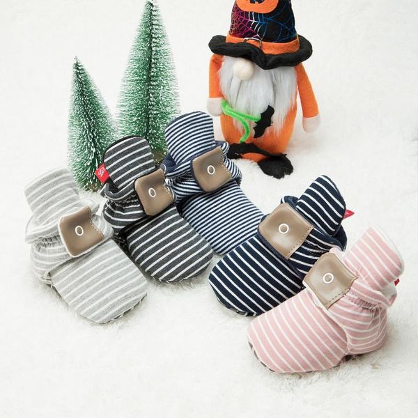 

boots winter striped snow baby boys girls shoes soft anti-slip sole first walker warm prewalker born fleece lined 0-18m, Black;grey