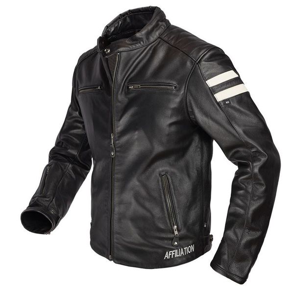 

men's leather & faux black 2021 men slim fit motorcycle jacket stand collar large size xxxl genuine cowhide spring biker's coat