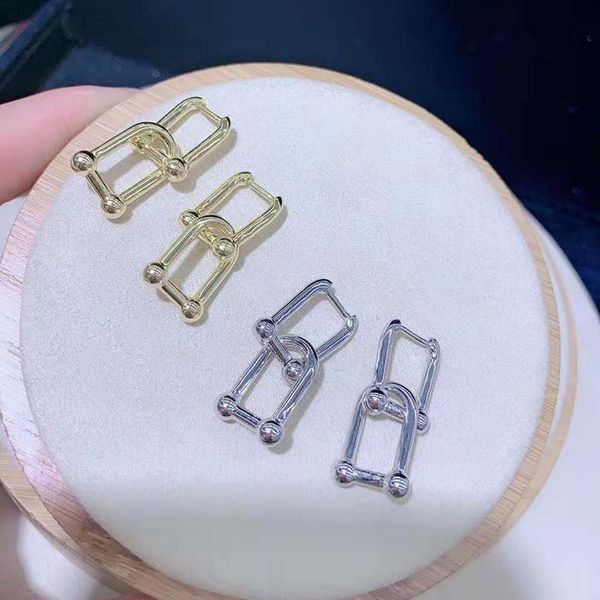 

2pairs/lot women gold color d shape charm earrings hoop & huggie, Golden;silver