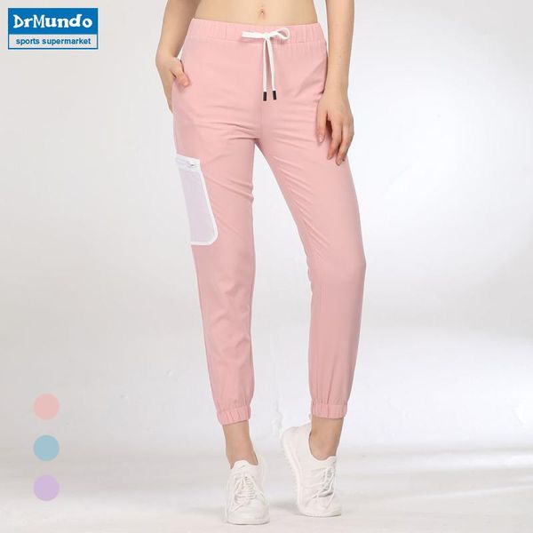 

yoga outfits women's pants slim feet loose harem pocket fitness gym sport quick-drying trousers nine-point elastic waist running, White;red