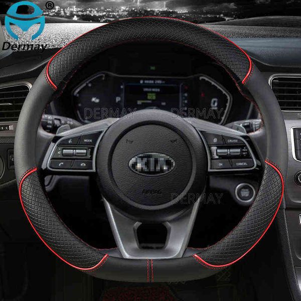 Capa de volante de carro de couro PU Dermay para Kia STONIC KX1 2017 A2021 ACESSÓRIOS DE CARRO INTERIOR J220808