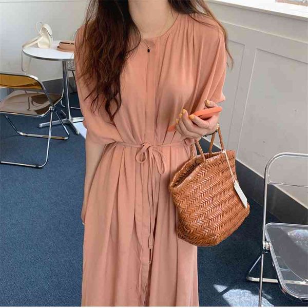 

dress women shirt long with belt short sleeve loose o-neck korean style elegant casual beach woman vintage vestidos mujer of6t r75s, Black;gray