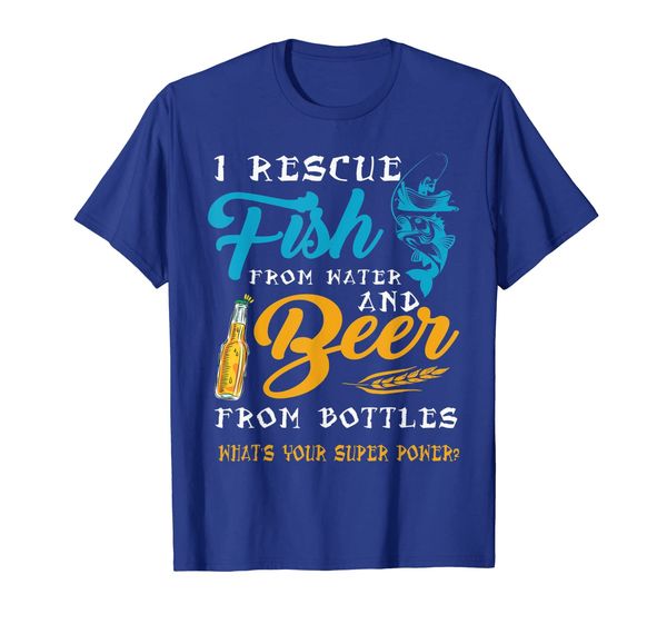 

i rescue fish from water and beer from bottles funny t shirt, White;black