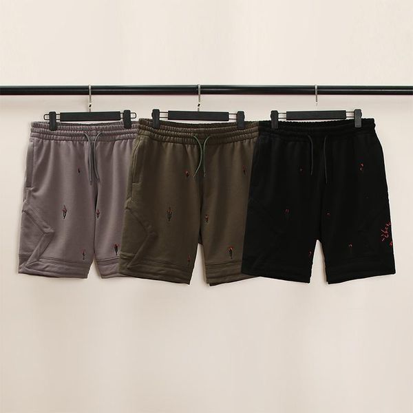 

21ss hip hop rap fashion brand travis scocactus embroidery basketball sports fitness casual shorts men's, White;black