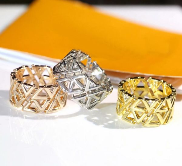 

europe america style ring lady women titanium steel hollow out full v initials diamond wide volt mesh rings q9o69a twinkle, Slivery;golden