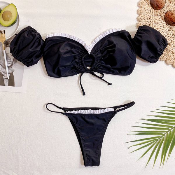

new off shoulder frilled ruffled bikini women swimwear female swimsuit two-pieces bikini set bather bathing suit swim lady k2756
