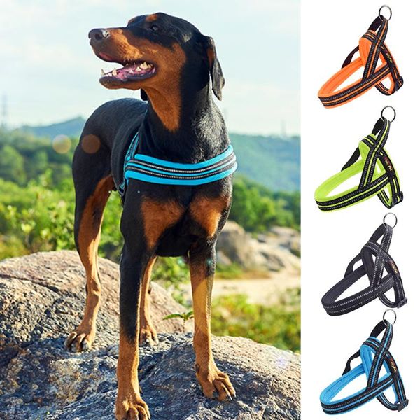 

dog collars & leashes nylon heavy pet harness collar adjustable reflective security big large medium small harnesses vest dogs supplies