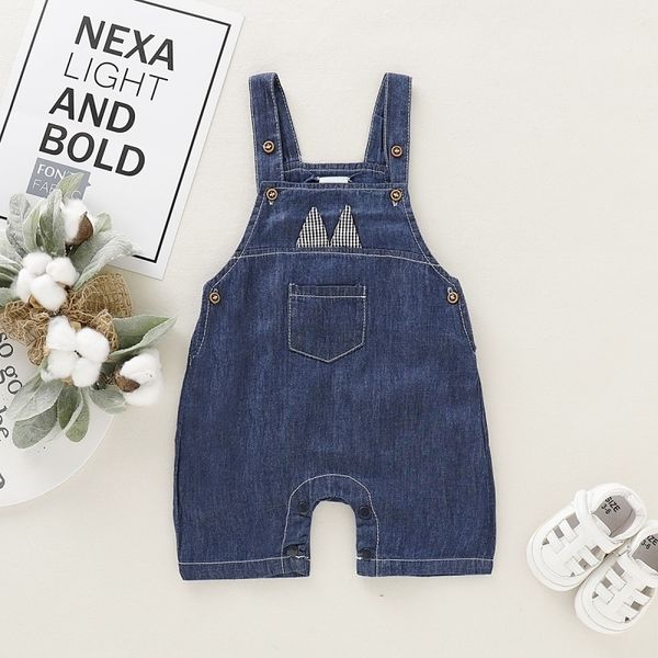 Bebê roupas meninos meninas jeans macacão shorts toddler crianças jeans macacões macacos bonitos calças sólidas verão roupas bib 210317