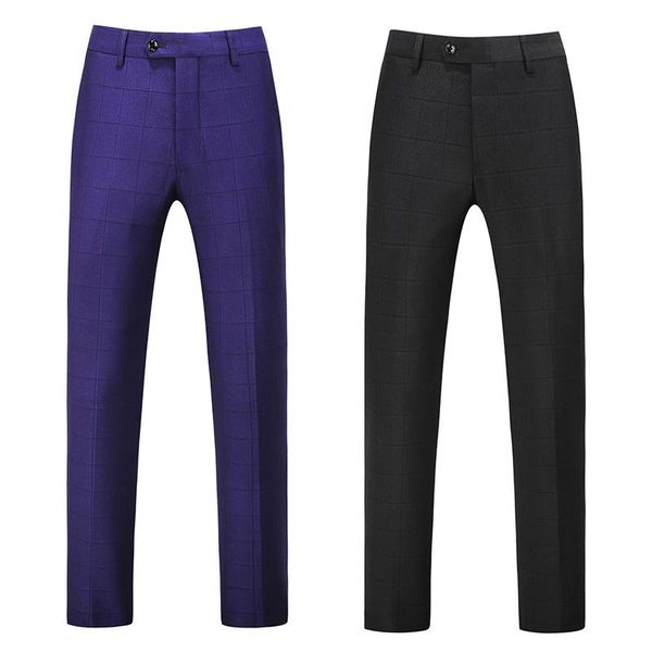 

men's pants mogu 2021 check handsome men dress formal classic office fashions business summer autumn clothing plus size, Black