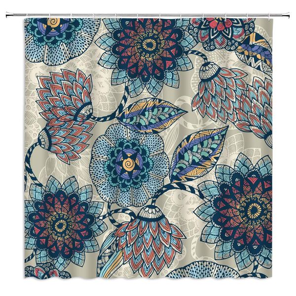 

mandala flower shower curtain vintage lotus floral leaf boho oriental abstract design fabric bath curtains bathroom accessories