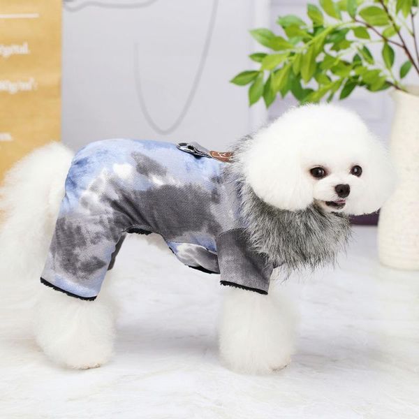 

dog apparel tie-dye multicolor pet winter outfit puppy coat comfortable pure cotton for small medium dogs cats cold protecting