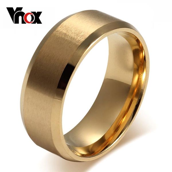 

wedding rings vnox stainless steel 8mm matte flat for women gold-color, Slivery;golden