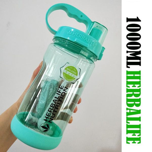

water bottle multi color 1000/2000ml bpa gray rose red portable herbalife nutrition plastic sports hiking fitness straw