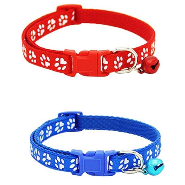 

cat collars & leads 2 pack adjustable collar with bell, fashion print design pet collar, safety quick release breakaway for cats (red