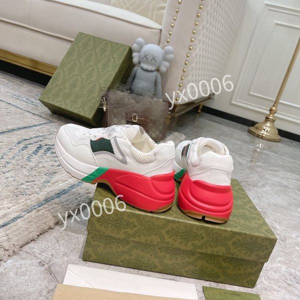 

2022 new low casual shoes rhyton 35-41 sneaker designer plaid pattern platform classic suede leather sports skateboarding shoes men women sn, Red;white