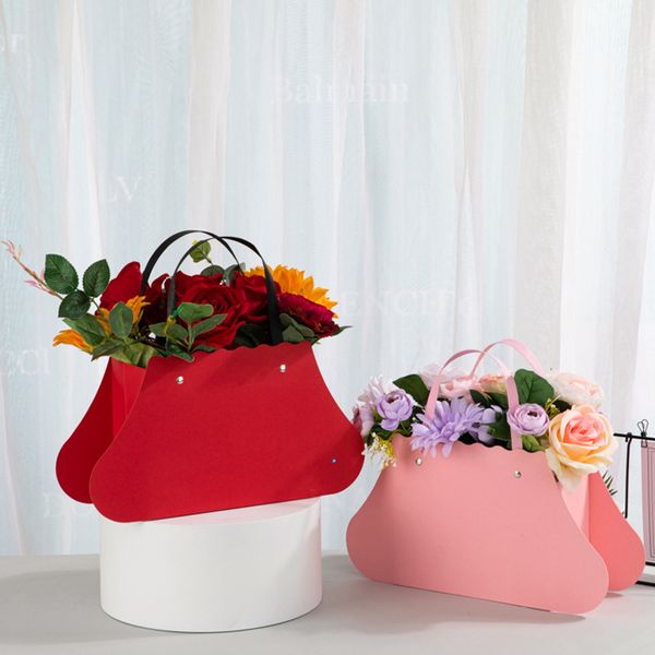 

portable fresh flower packing bags party floral carry handbag basket wedding rose bouquet package boxes