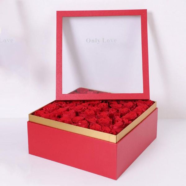 

acrylic window pu leather small size square empty gift flower floral arrangement box wrap