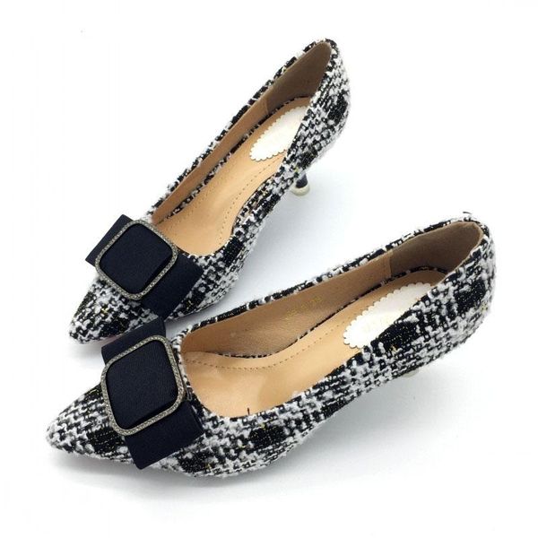 

brand spring pumps women's shoes slip-on fashion woman high heel 6cm single lady females work footwear large size dress, Black