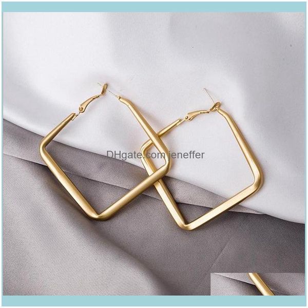 

charm jewelryfactoryxkpksier needle exaggerated geometric sub gold s925 metal anti allergy square earrings drop delivery 2021 3aoev, Golden