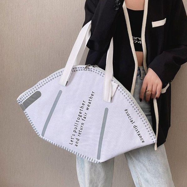 

storage bags fashion women large mask shopping bag canvas shoulder home