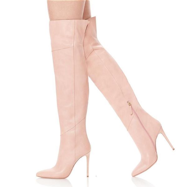 

boots men women over-the-knee pointed toe stiletto heels pink black long size 42 43 44 45 10 12 13 jsqz