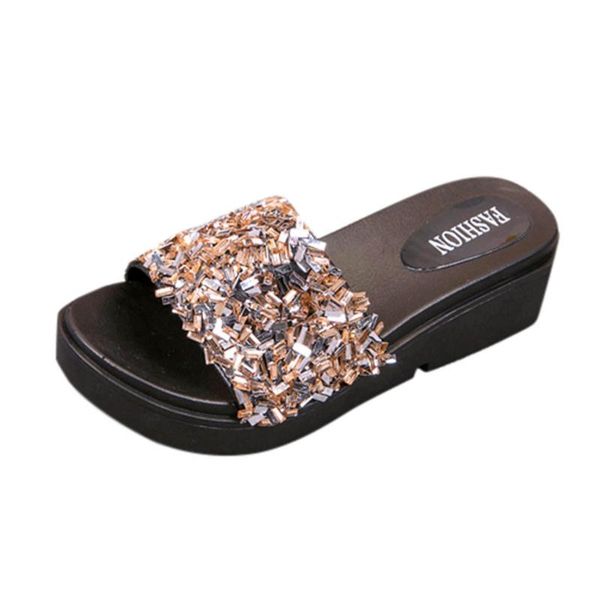 

slippers sandals female spring beach shoes non-slip flat bottom fashion round thick-soled wear-resistant slipper apr 18, Black