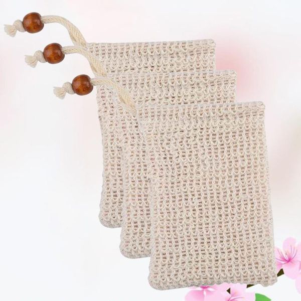

bath accessory set 3pcs exfoliating mesh soap saver pouch bubble net bag body facial cleaning tool