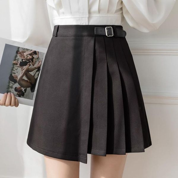 

skirts spring 2021 fashion high waist and thin a-line pleated skirt, Black