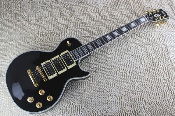 

2014 custom black electric guitar three pickup golden hardware in stock