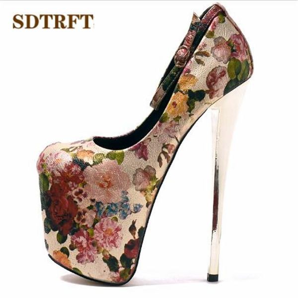 

35-47 zapatos mujer retro buckle stilettos 20cm thin high-heeled cosplay party shoes woman crossdresser platforms pumps dress, Black