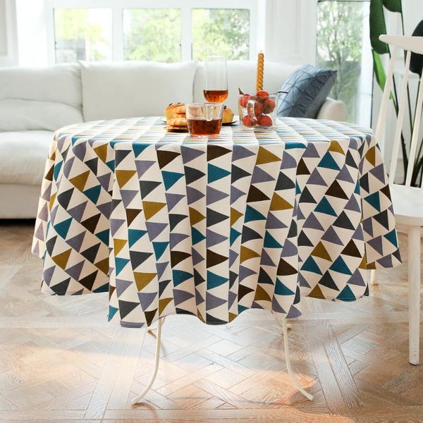 

table cloth round nordic cotton and linen tablecloth deskdecoration dustproof wedding party cover home
