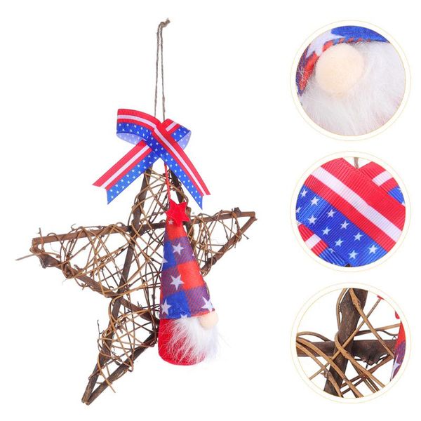 

decorative flowers & wreaths 1pc independence day pendant five-pointed gnome shape ornament for home (blue)