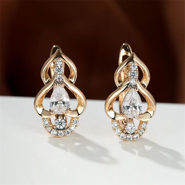 

hoop & huggie vintage fashion white cubic zircon wedding clip on earrings party accessories banquet jewelry for women anniversary gift, Golden;silver