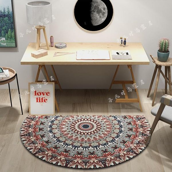 

carpets american light luxury retro semicircle door mat home entrance floor hallway carpet non-slip